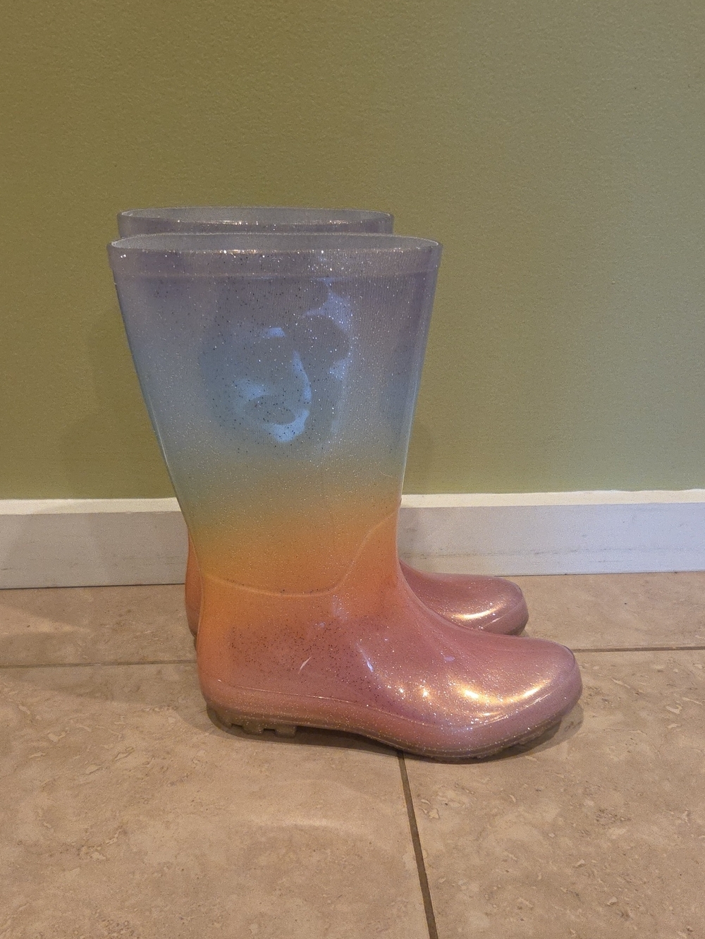 Cat & Jack Girls Rainbow Ombre Glitter Rain Boots